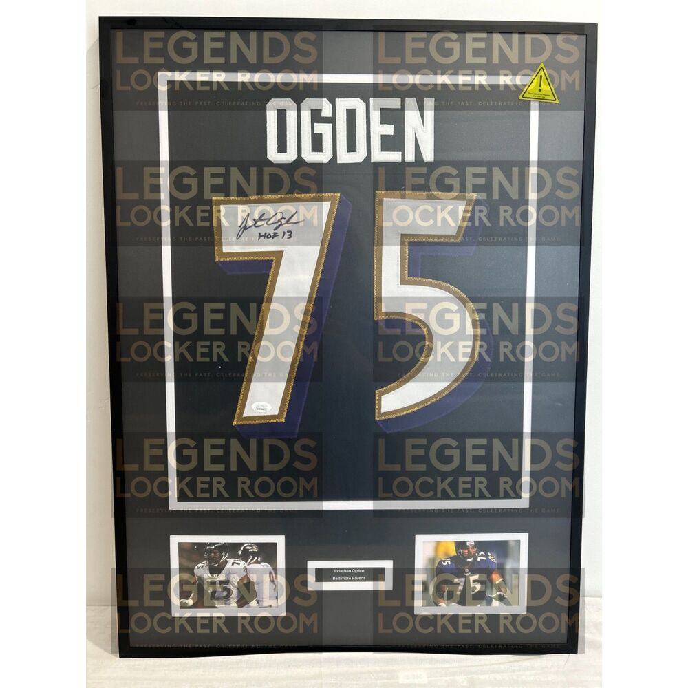Framed Jonathan Ogden Autographed Jersey (With Certificate of Authenticity)